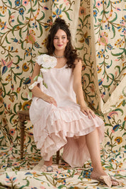Waterlily Ruffle Dress - Powder Pink
