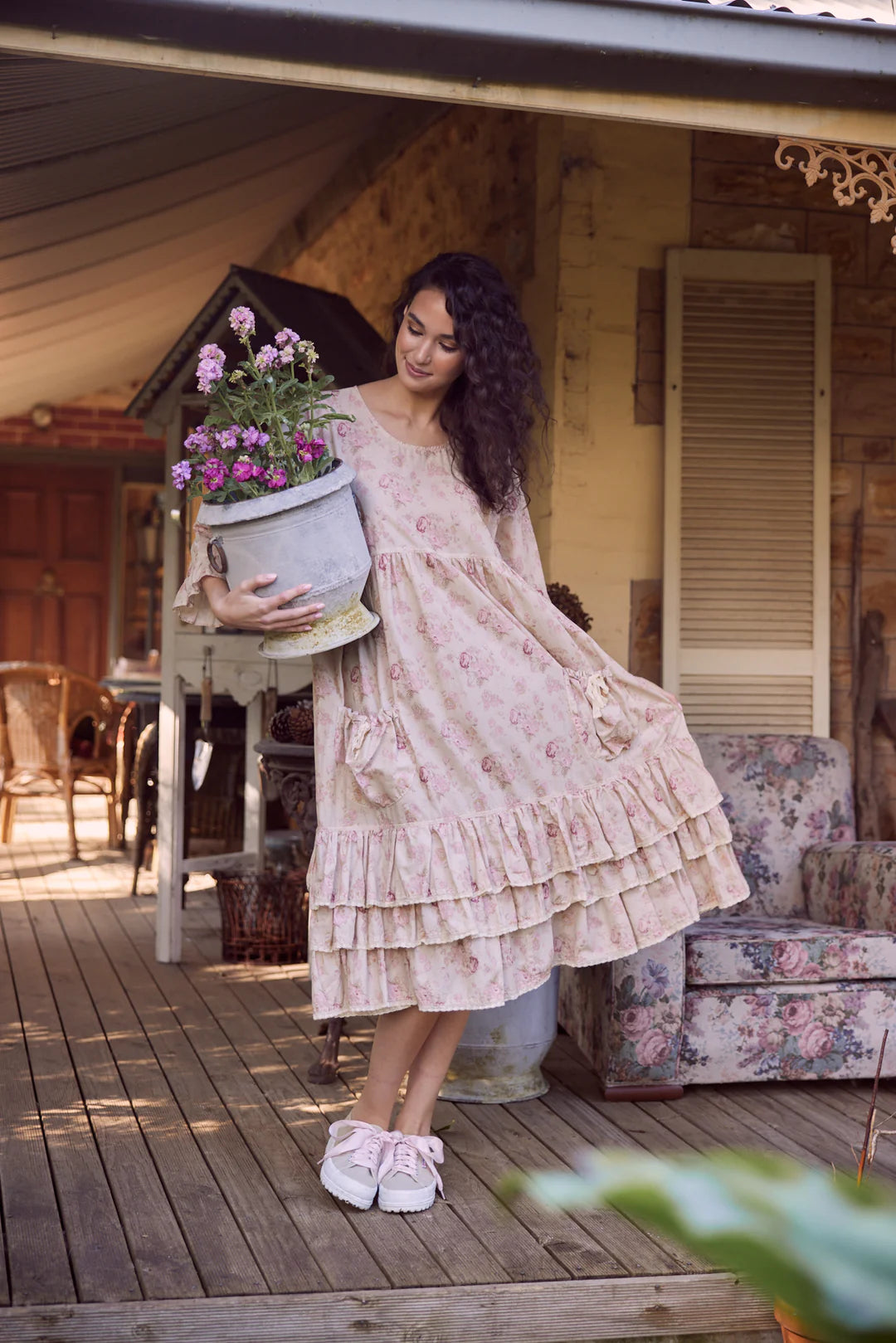 Cymbeline Ruffled Dress - Faded Rose
