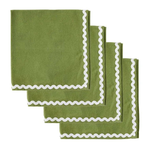 Orla Set of 4 Cotton Napkins 40cm Olive/Ivory