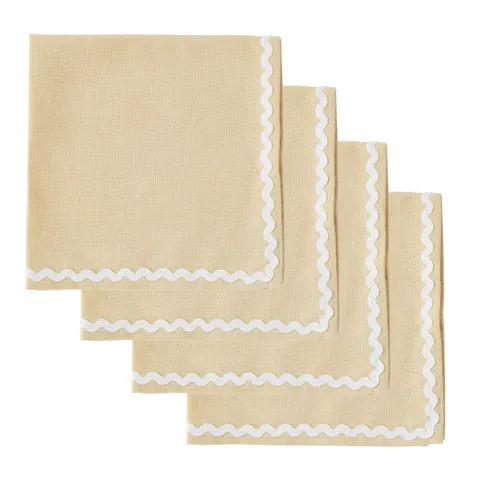 Orla Set of 4 Cotton Napkins 40cm Butter/Ivory