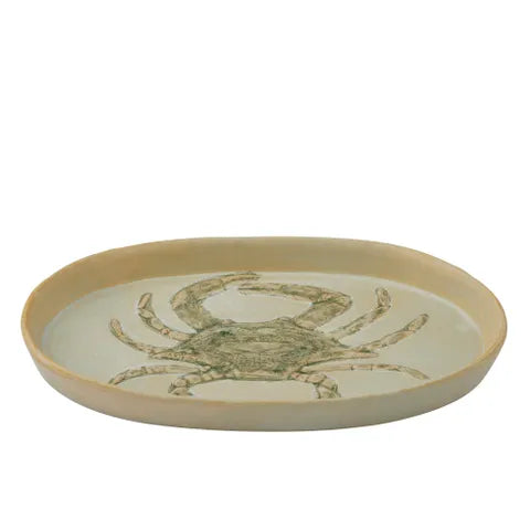 Riva Crab Ceramic Plate - Ivory/Green