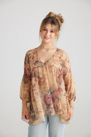 Ariel Chiffon Blouse - Antique Rose