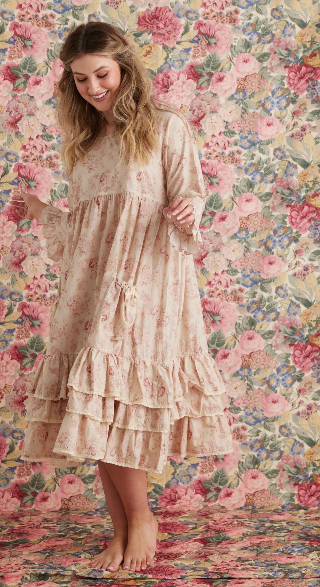 Cymbeline Ruffled Dress - Faded Rose