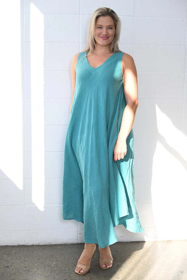 Henso Linen Dress - Teal