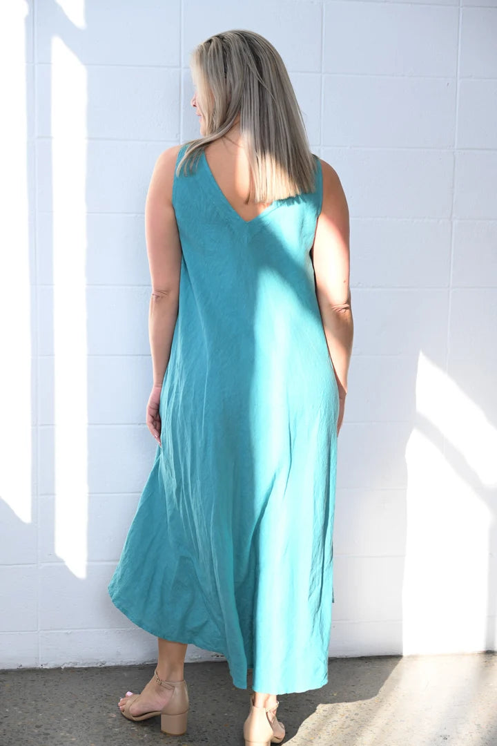 Henso Linen Dress - Teal