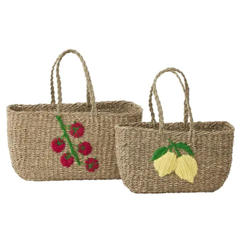 Sicily Set of 2 Baskets - Natural/Multi
