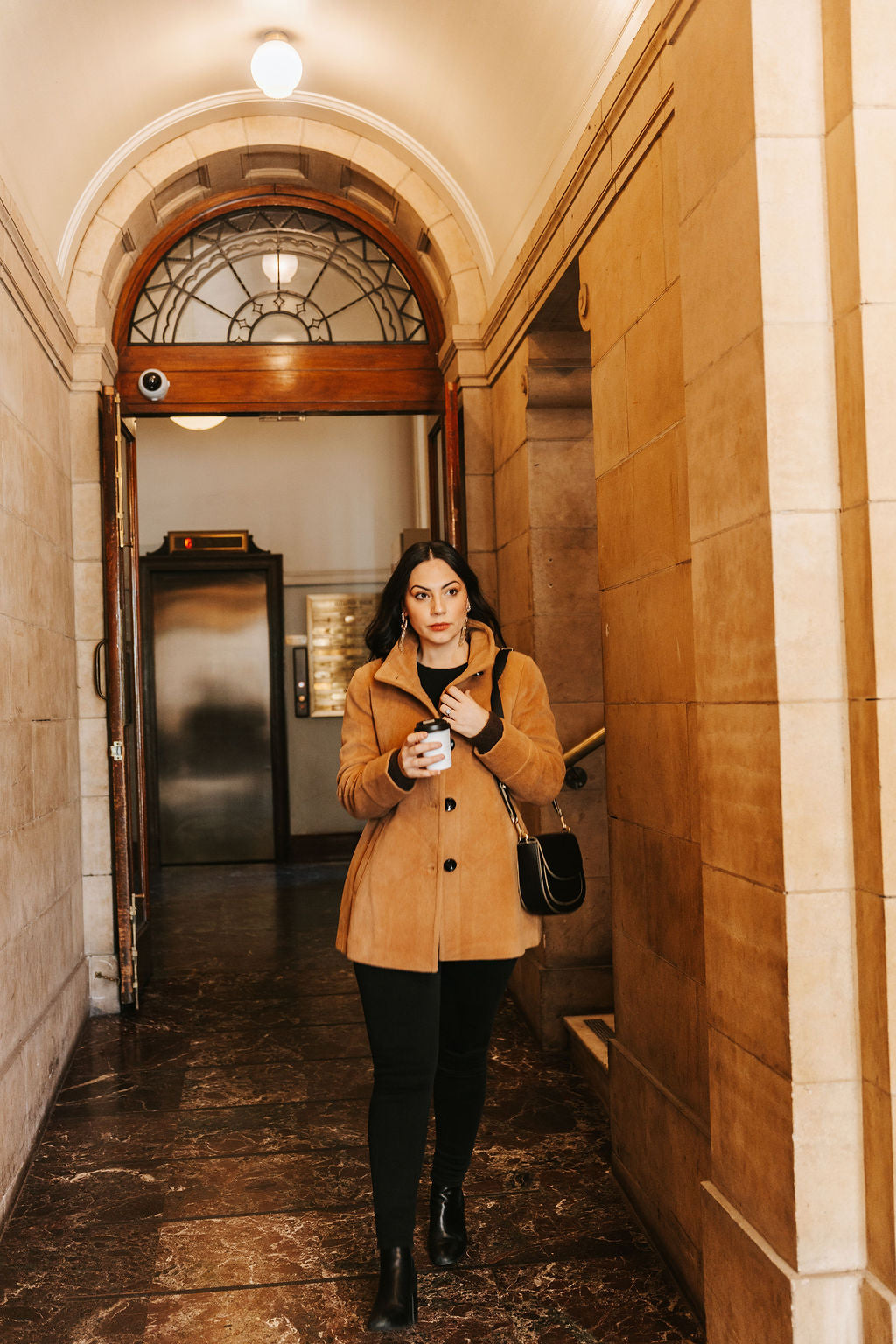 Funnel Neck Jacket - Tan