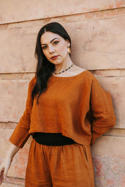 Monti Top - Rust Linen