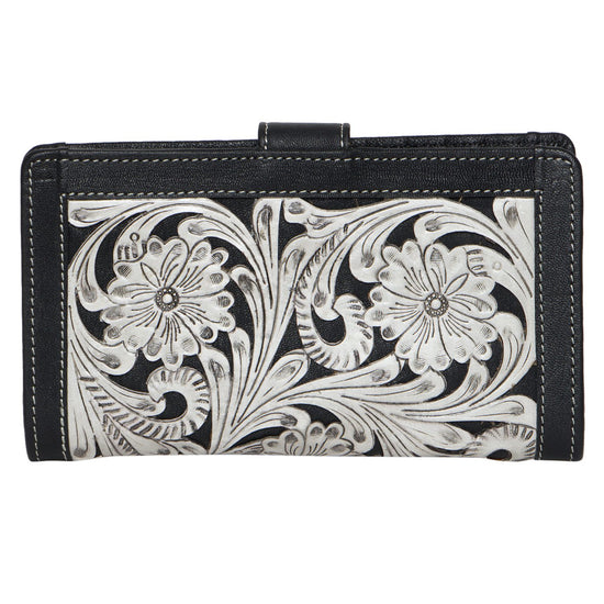 Alexandria Wallet - Hand carved Black Leather