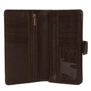 Alexandria Wallet - Hand Carved Brown with Turquoise Leather