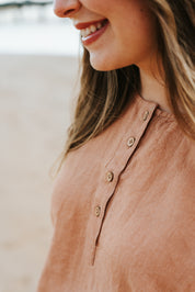 Moneta Top - Clay Linen