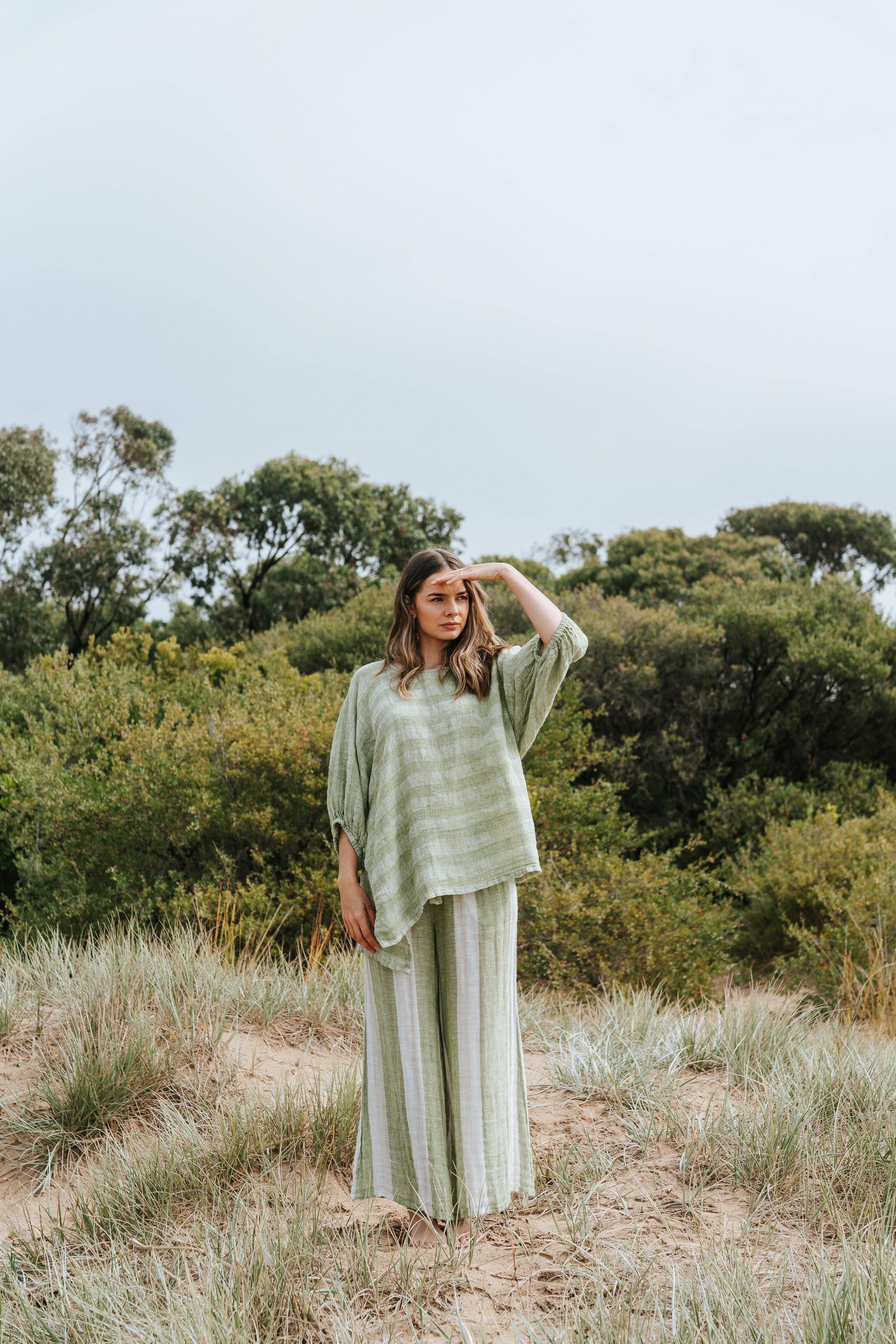 Olbia Top -  Chambray Green Combo