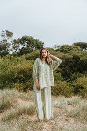 Olbia Top -  Chambray Green Combo
