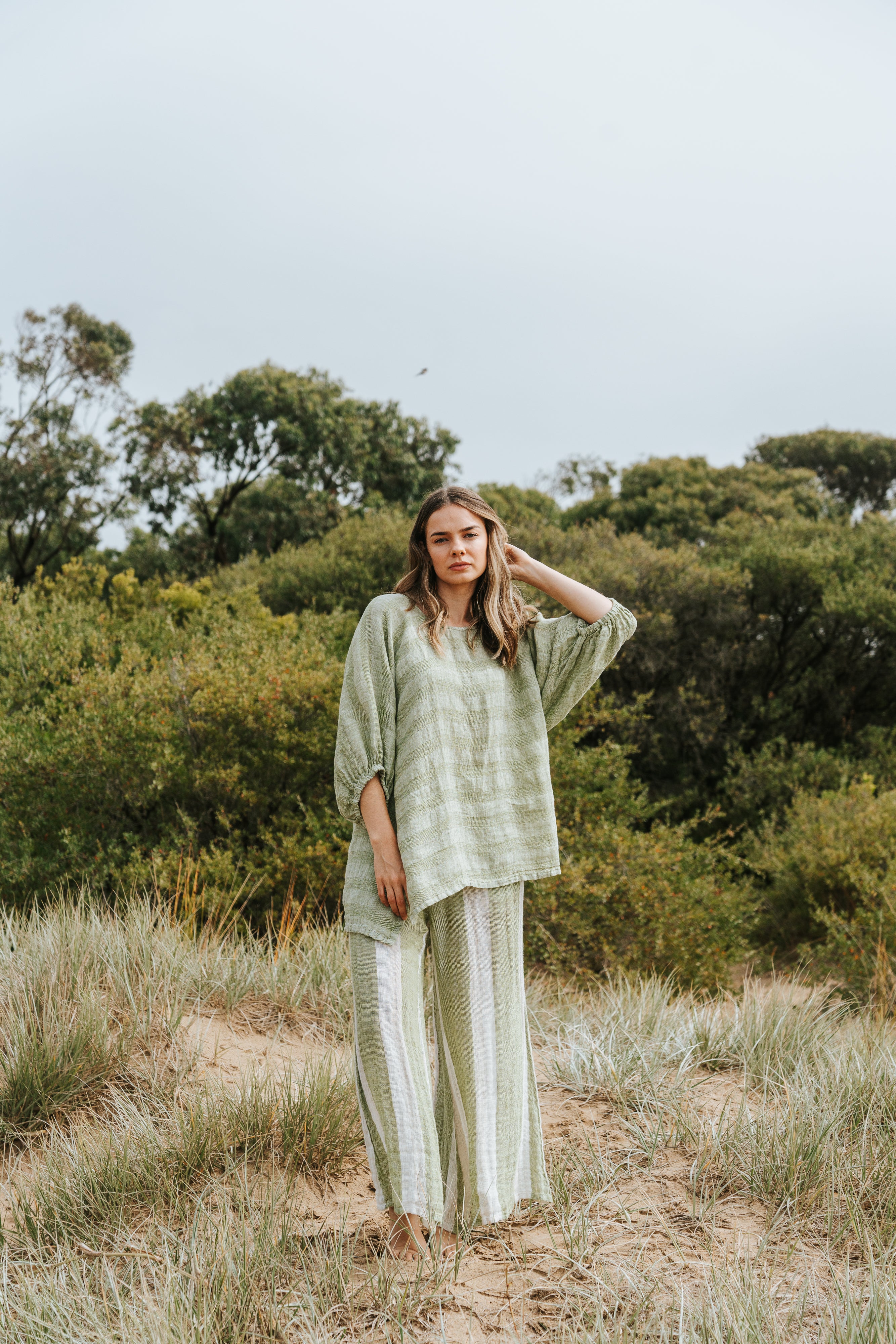 Olbia Top -  Chambray Green Combo