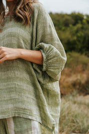 Olbia Top -  Chambray Green Combo