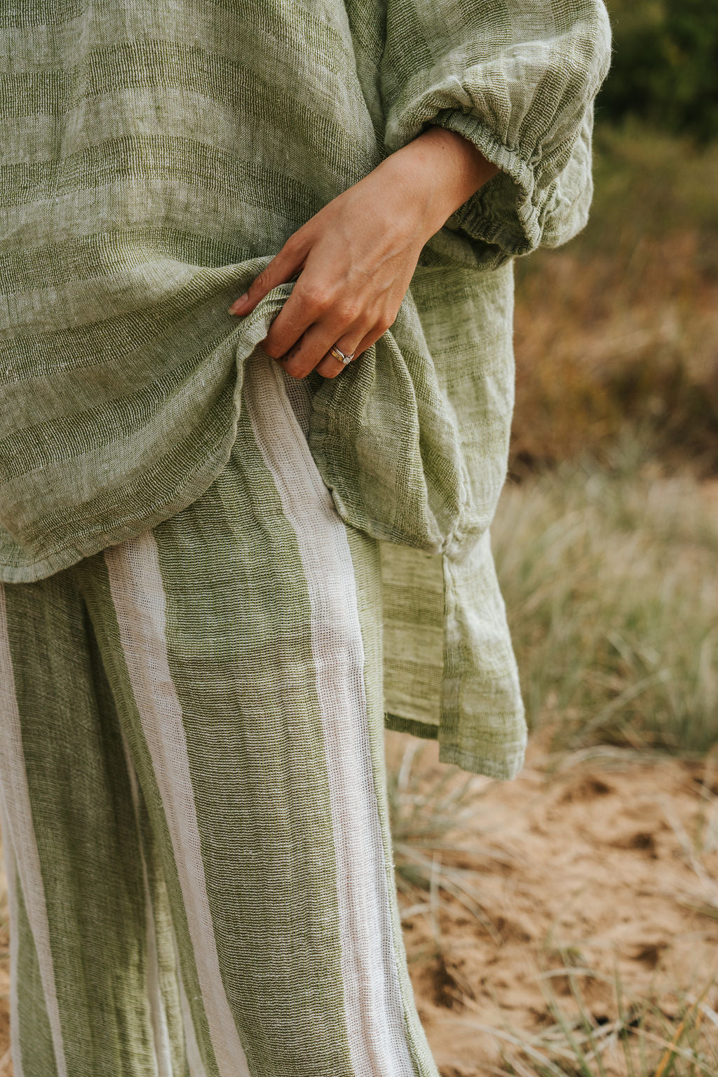 Alghero Pants - Green White Natural Mesh