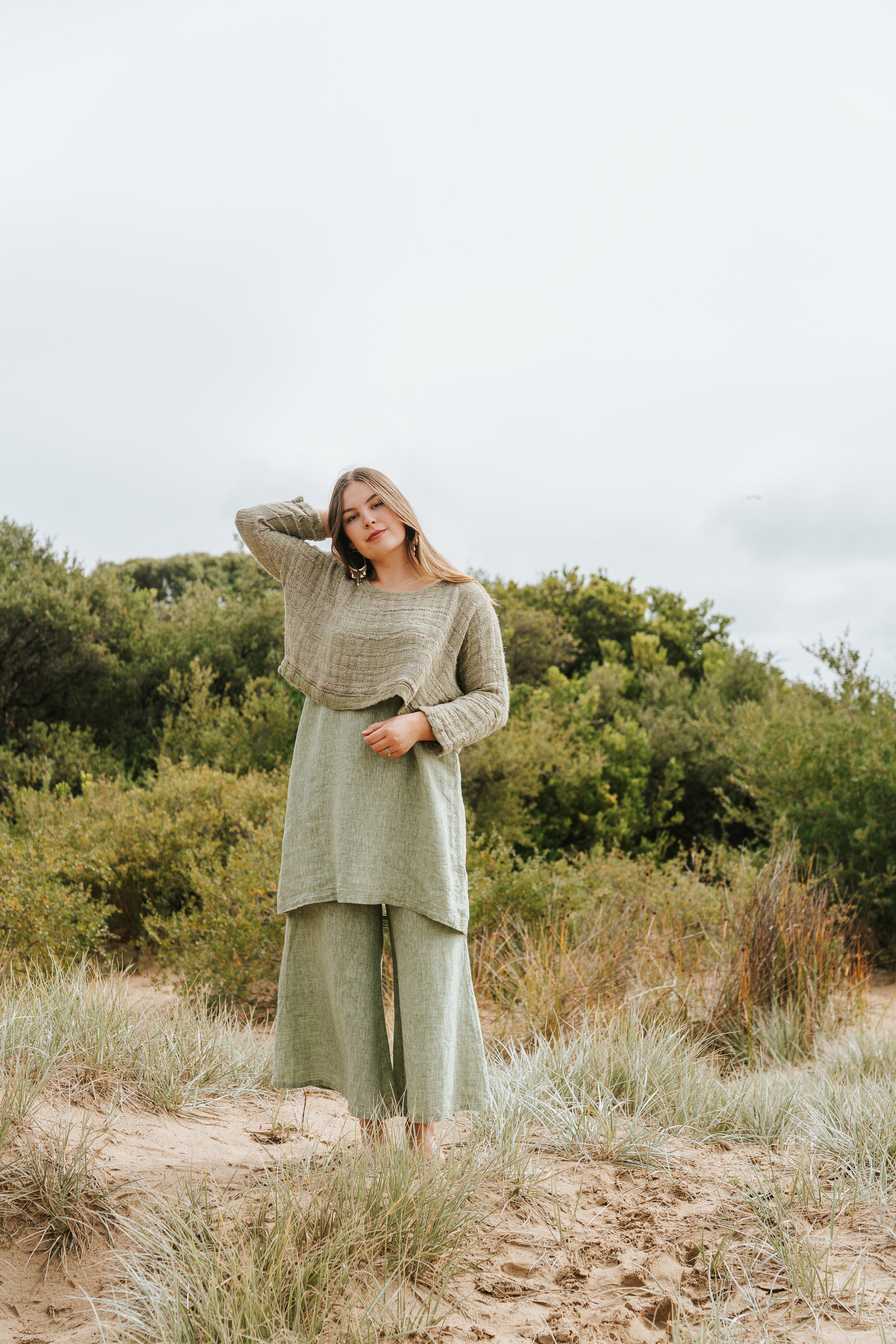 Monti Top - Chambray Green Spaced Heavy Mesh
