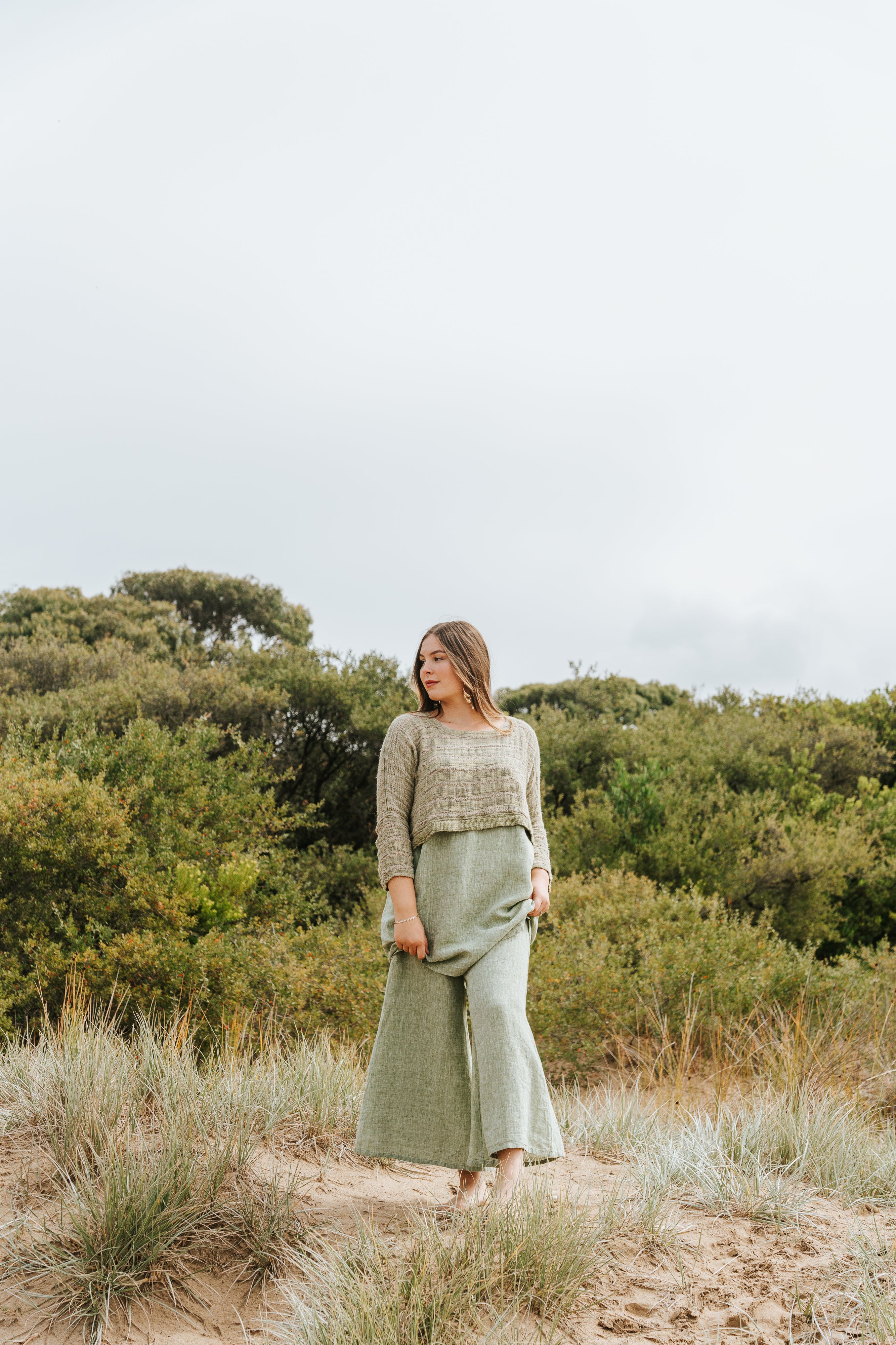 Monti Top - Chambray Green Spaced Heavy Mesh