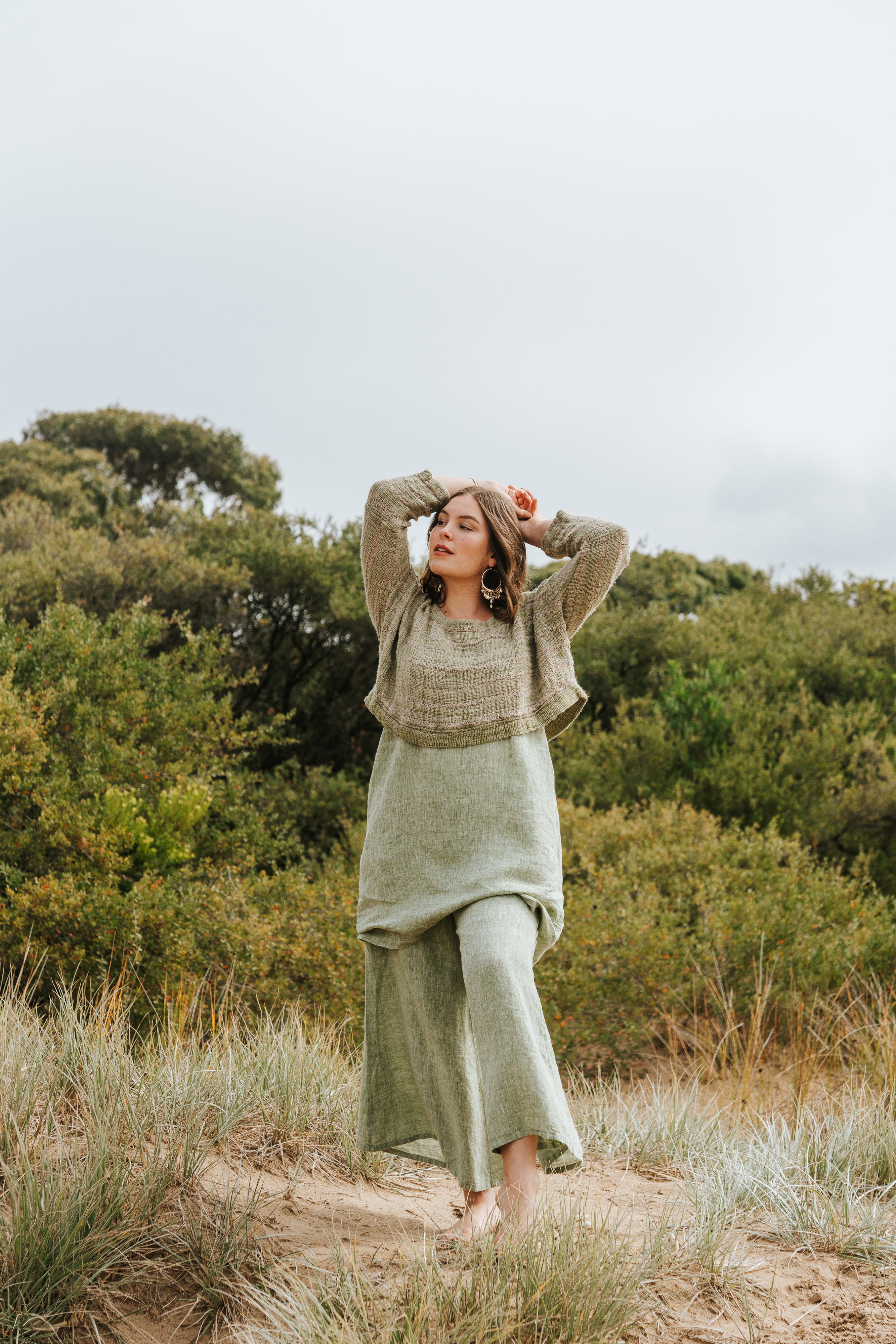 Monti Top - Chambray Green Spaced Heavy Mesh