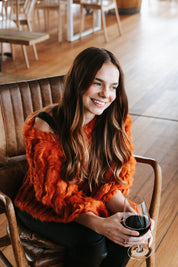 Fur Poncho - Dark Orange
