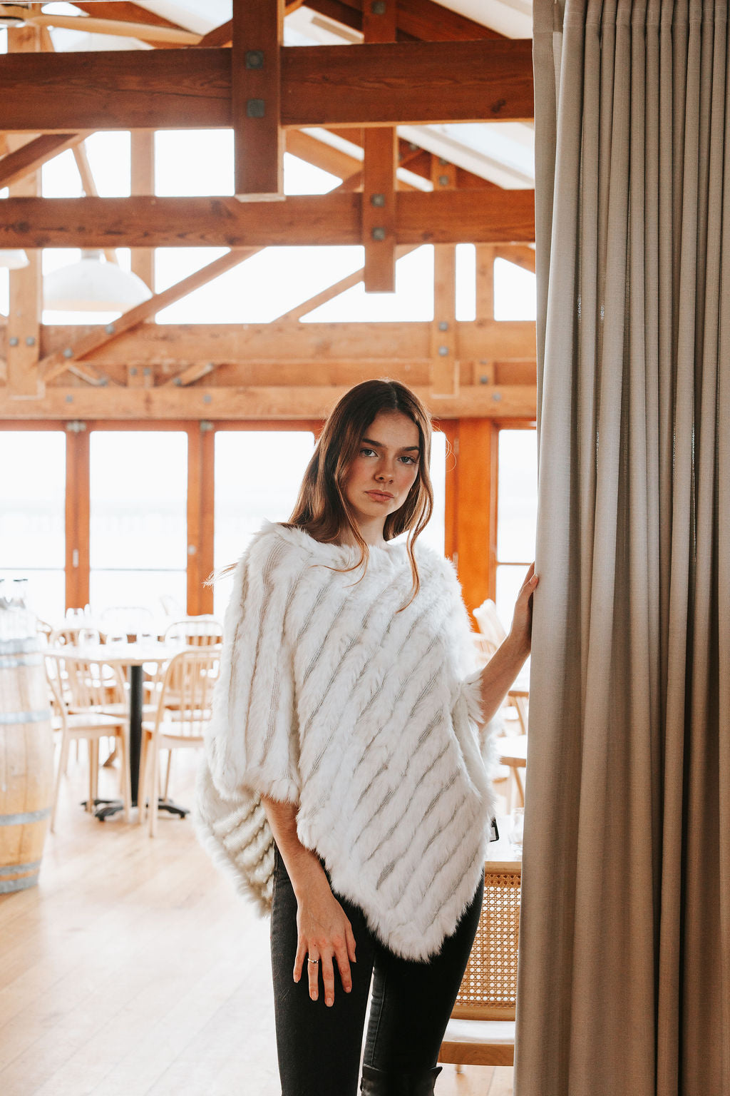 Fur Poncho - Ivory