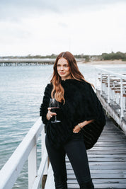 Fur Poncho - Black