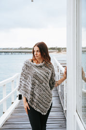 Fur Poncho - Natural Grey