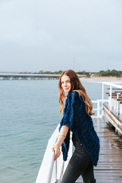 Fur Poncho - Royal Blue