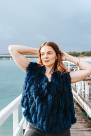 Fur Poncho - Royal Blue