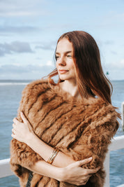 Fur Poncho - Camel