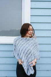 Fur Poncho - Light Blue
