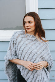 Fur Poncho - Light Blue
