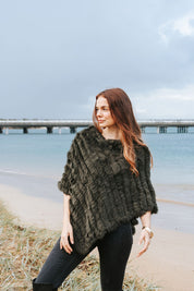 Fur Poncho - Olive