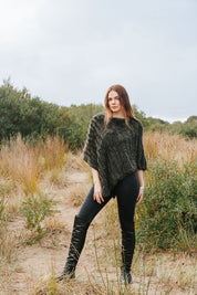 Fur Poncho - Olive