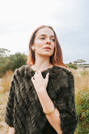 Fur Poncho - Olive