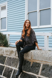 Fur Poncho - Charcoal