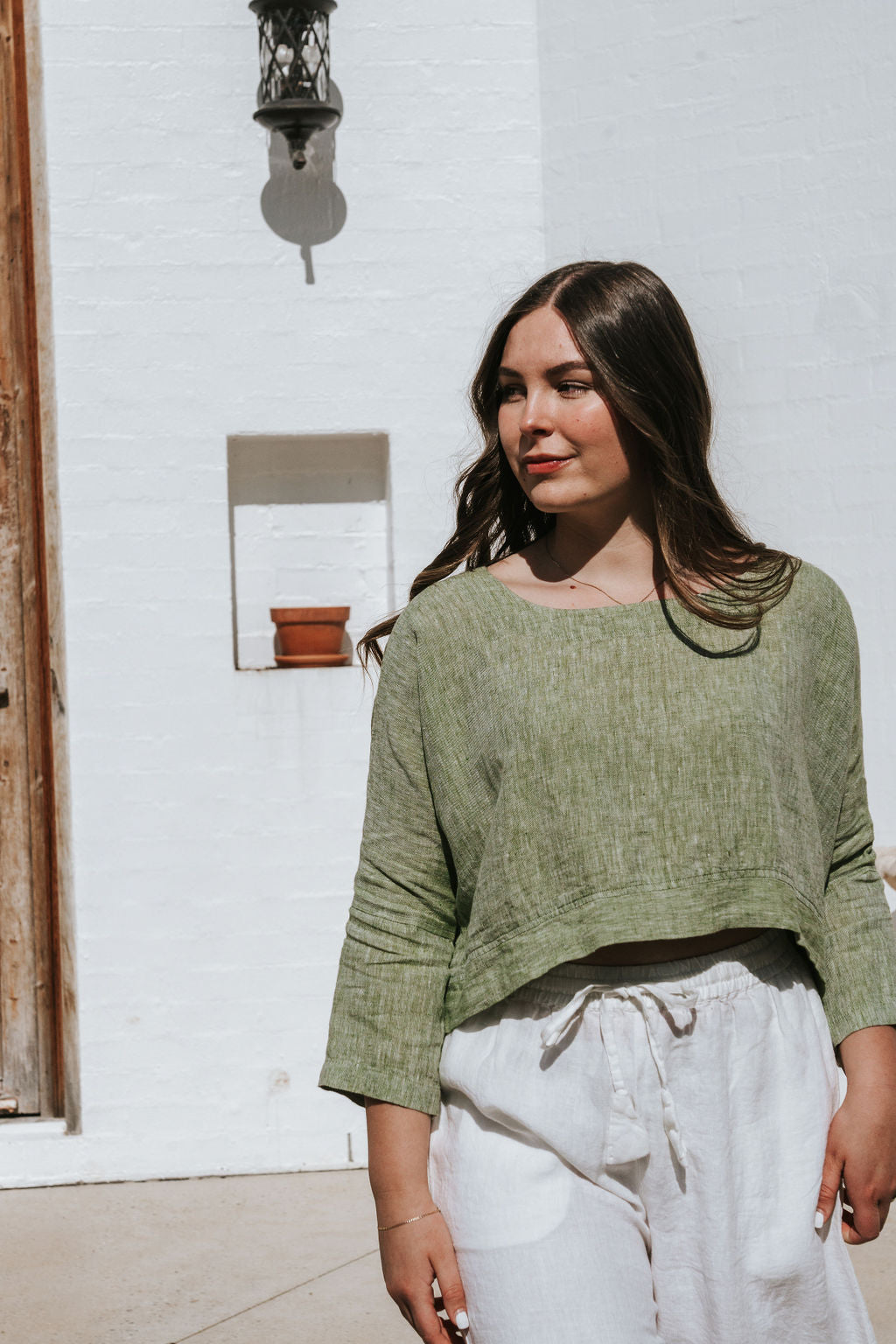 Monti Top - Chambray Green Linen
