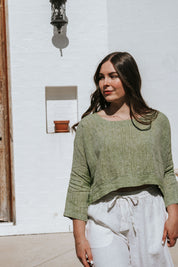Monti Top - Chambray Green Linen