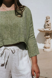 Monti Top - Chambray Green Linen