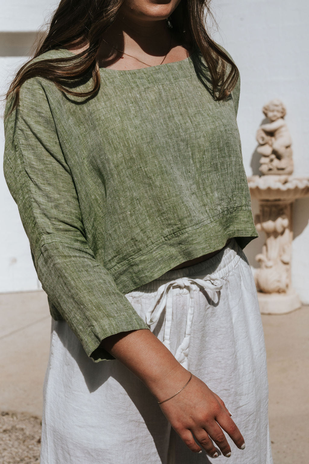 Monti Top - Chambray Green Linen