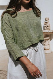 Monti Top - Chambray Green Linen