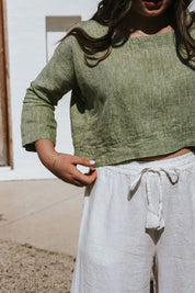 Monti Top - Chambray Green Linen