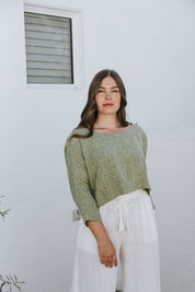 Monti Top - Chambray Green Linen