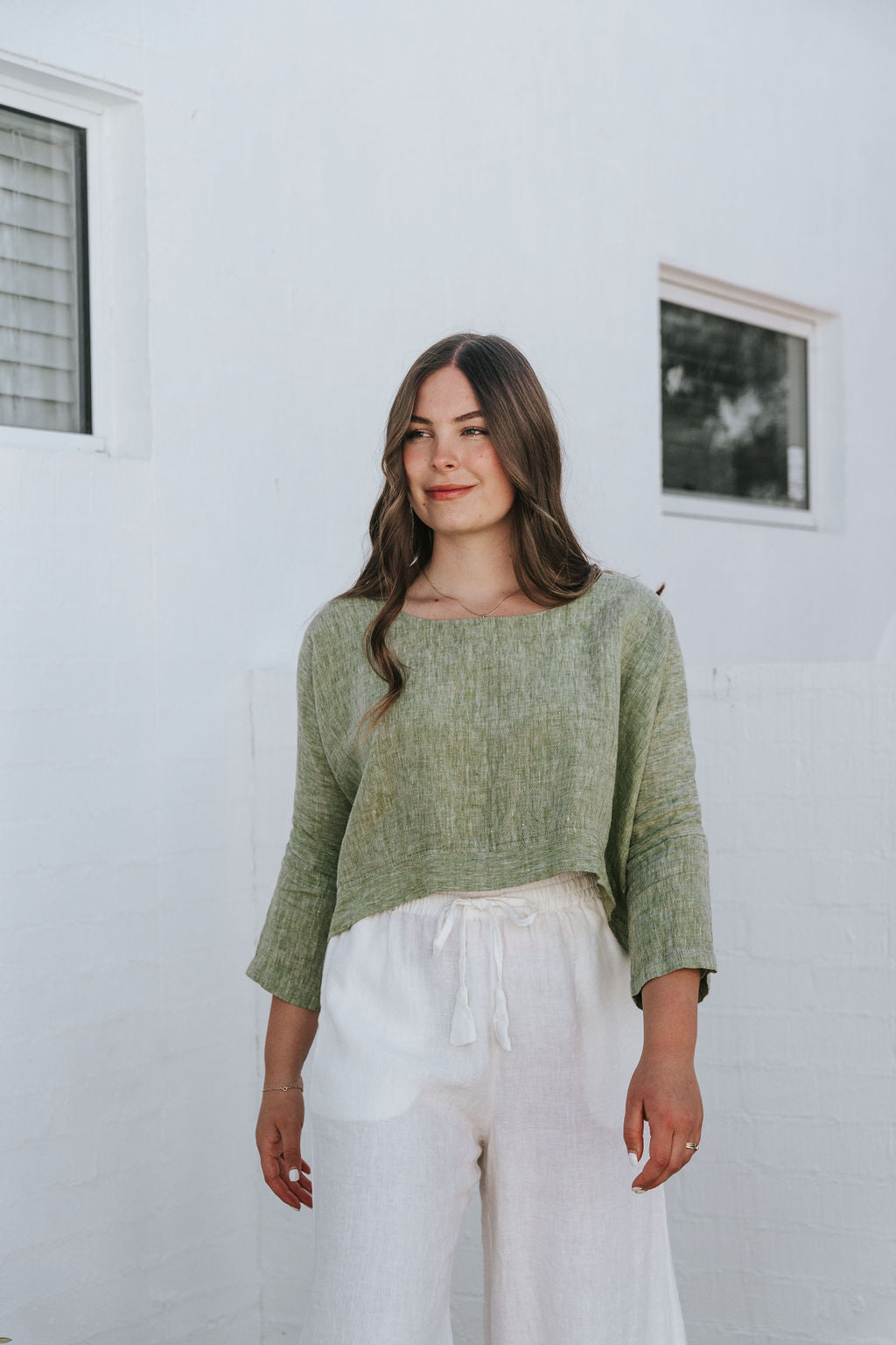 Monti Top - Chambray Green Linen