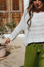 Monti Top - Ivory Spaced Heavy Mesh