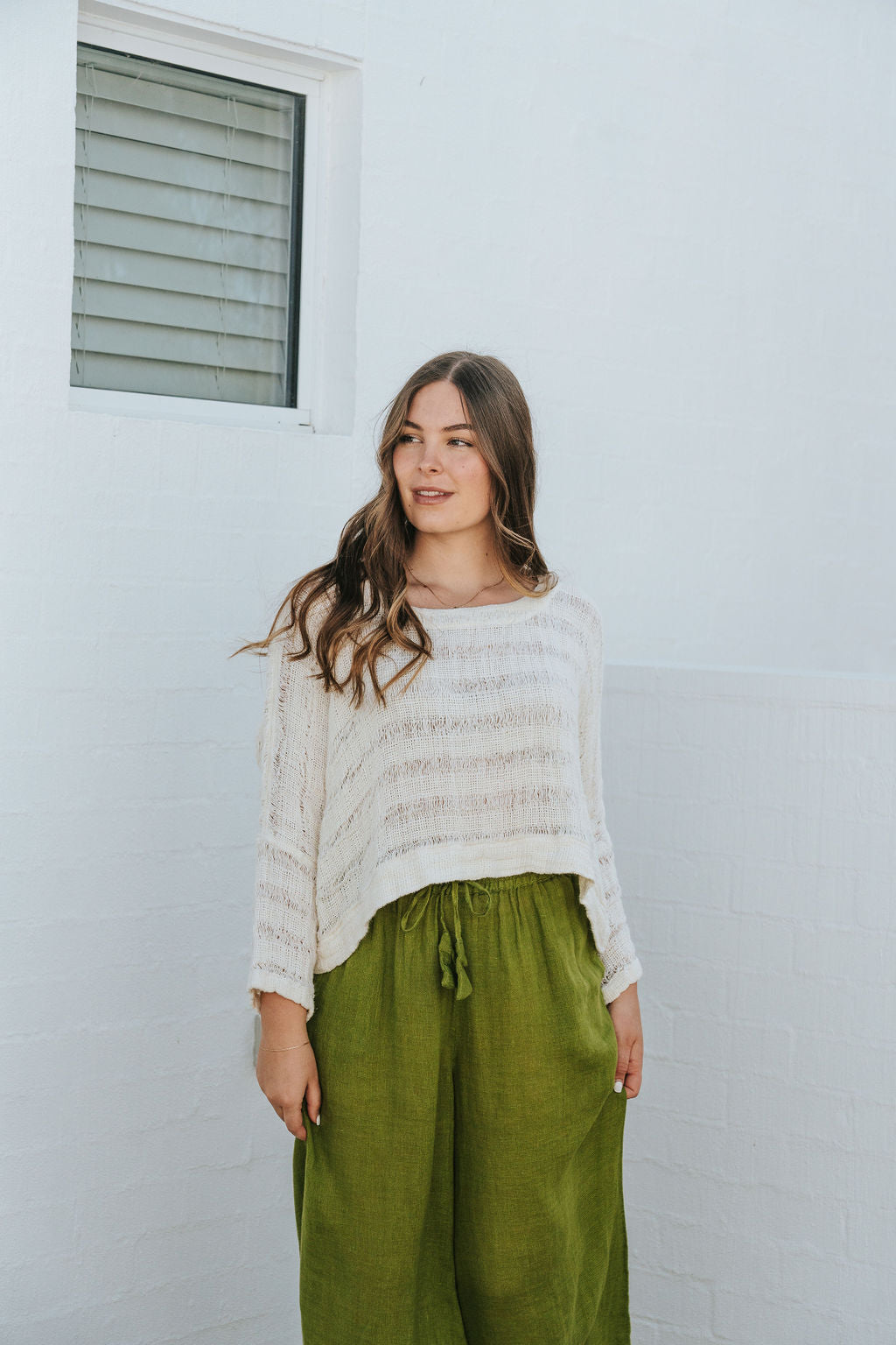 Monti Top - Ivory Spaced Heavy Mesh