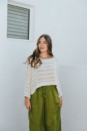 Monti Top - Ivory Spaced Heavy Mesh