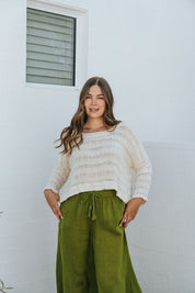 Monti Top - Ivory Spaced Heavy Mesh