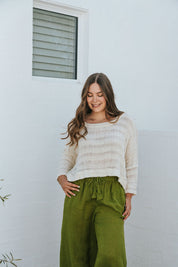 Monti Top - Ivory Spaced Heavy Mesh