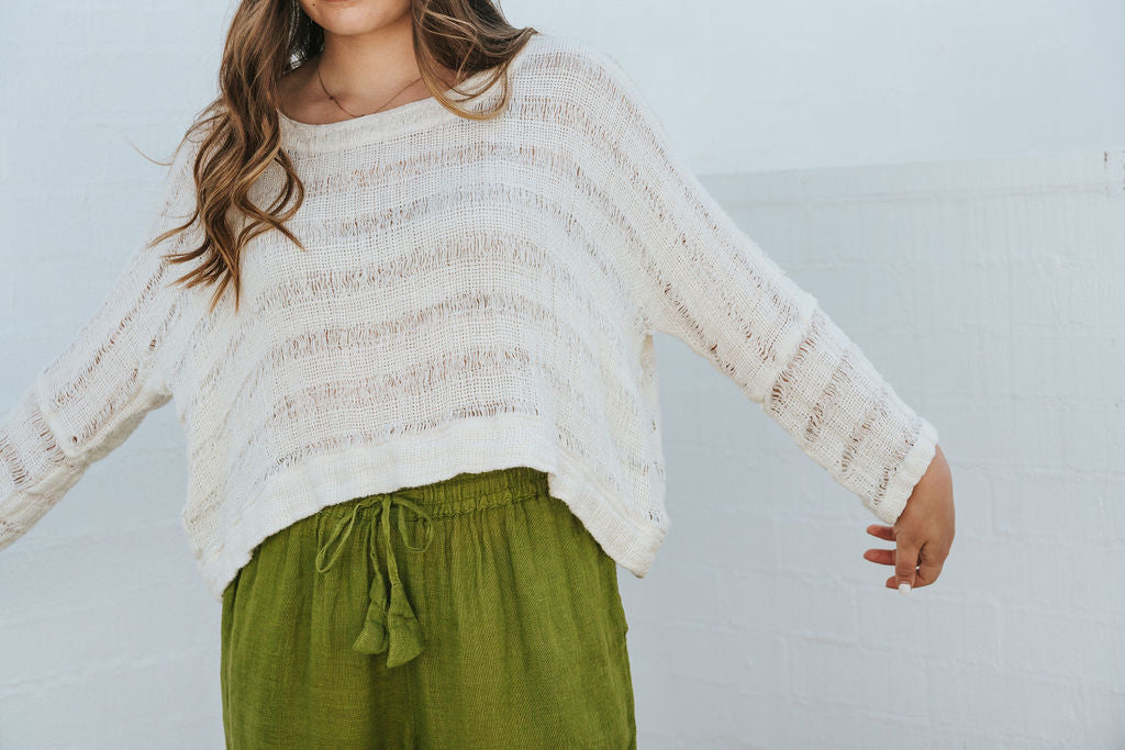 Monti Top - Ivory Spaced Heavy Mesh